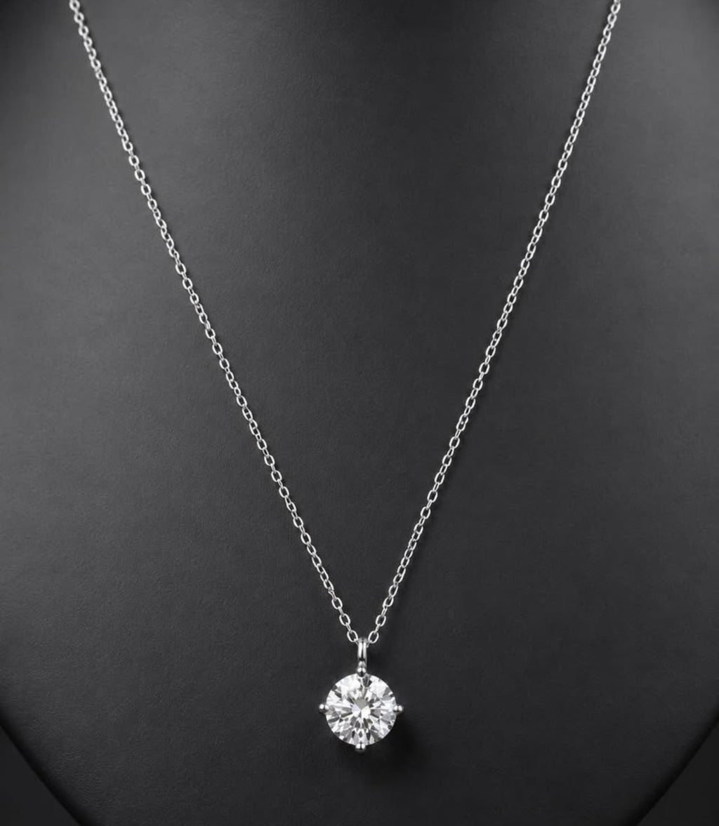 PHNX platinum lab-grown diamond solitaire necklace full view