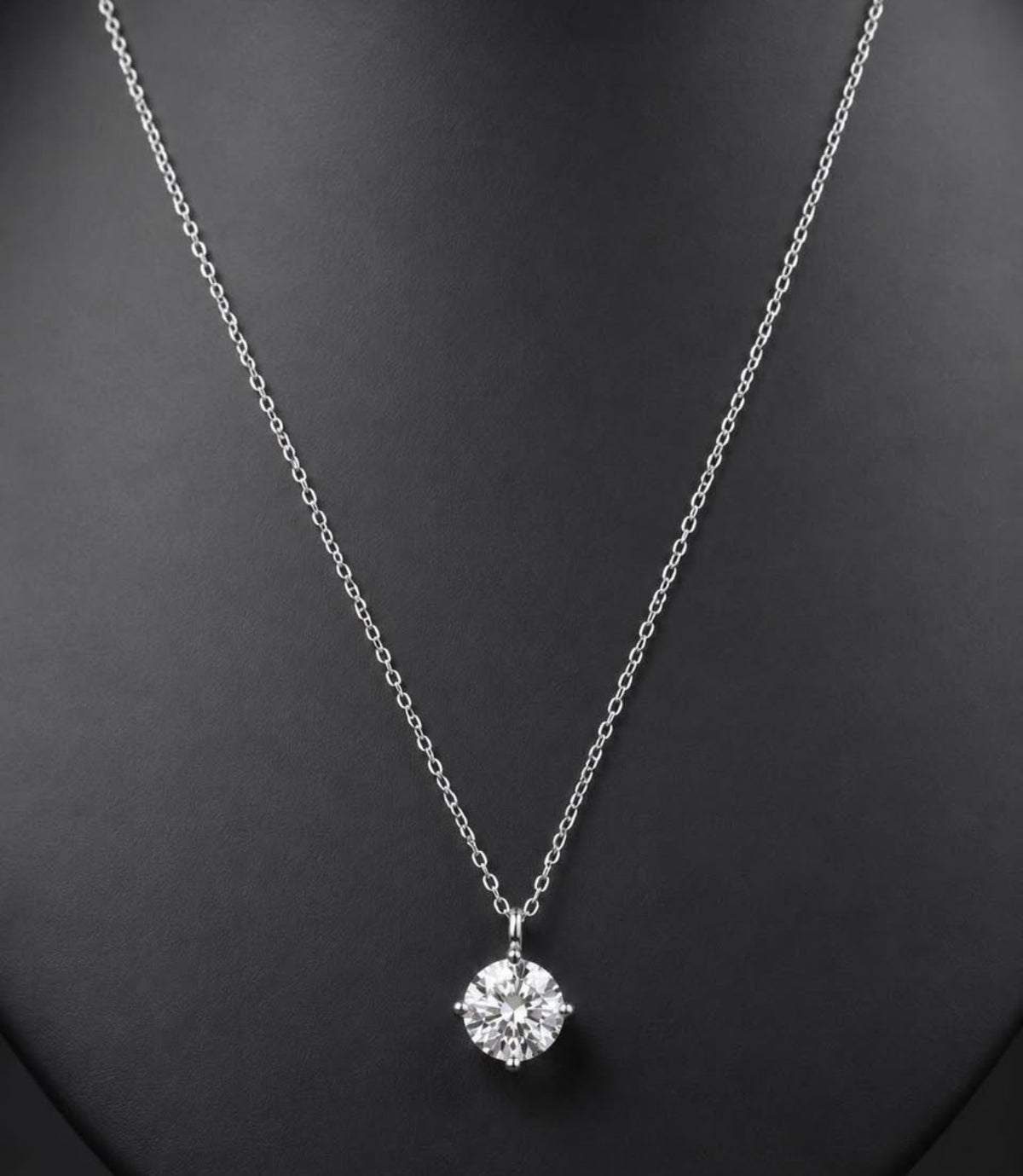 PHNX platinum lab-grown diamond solitaire necklace full view