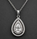 House of PHNX 3 carat pear lab-grown diamond platinum drop necklace close-up