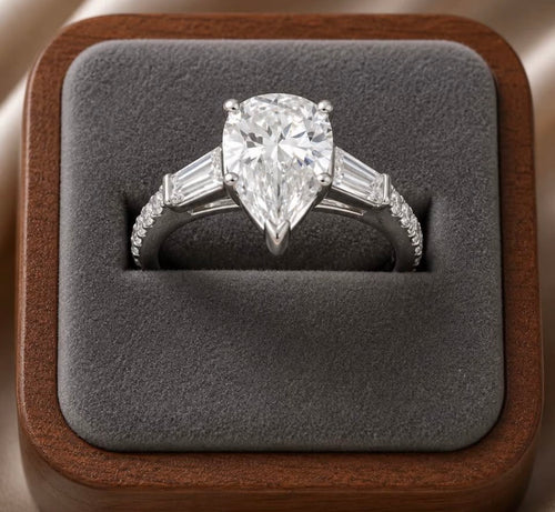 PHNX 4 CTW pear lab-grown diamond platinum ring front view
