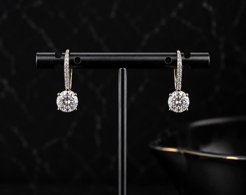 PHNX 4 CTW lab-grown diamond platinum drop earrings front view