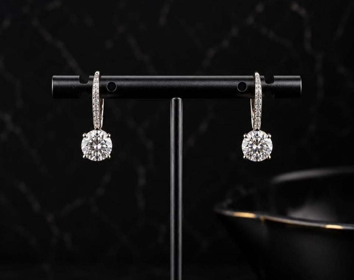 PHNX 4 CTW lab-grown diamond platinum drop earrings front view
