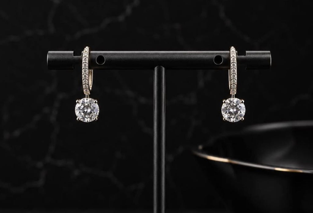 PHNX 4 CTW lab-grown diamond platinum drop earrings alternate front view