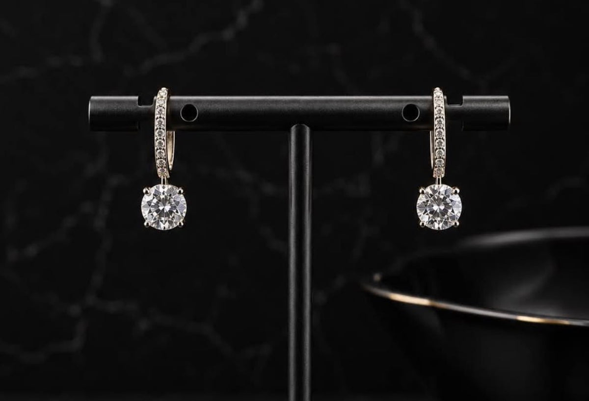 PHNX 4 CTW lab-grown diamond platinum drop earrings alternate front view