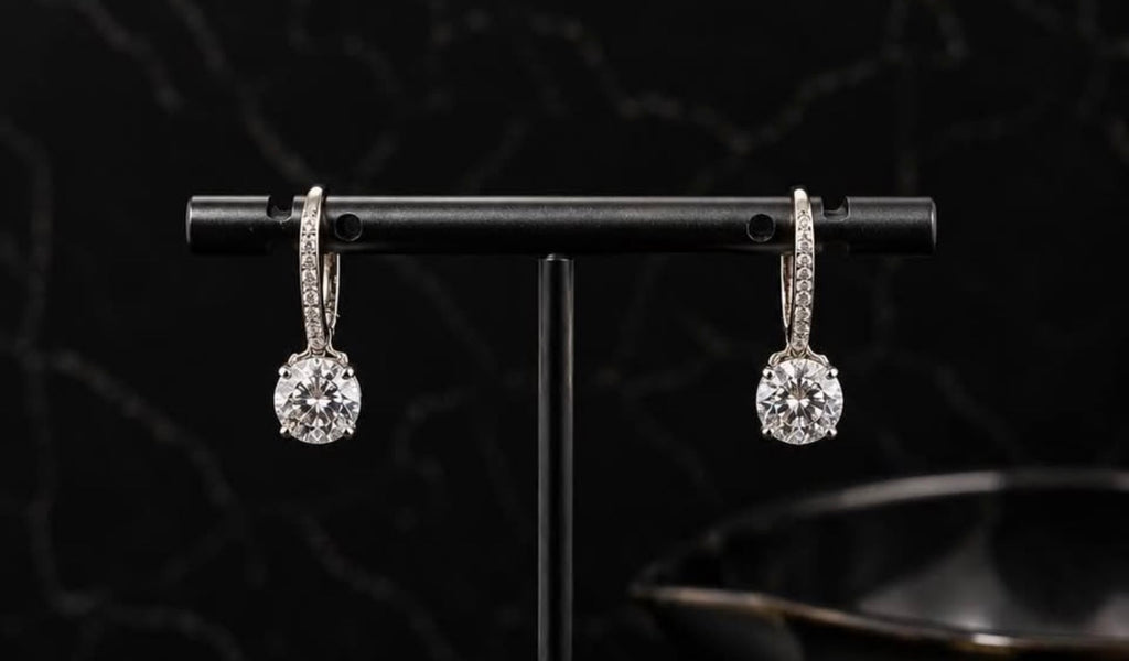 PHNX 4 CTW lab-grown diamond platinum drop earrings front hanging view