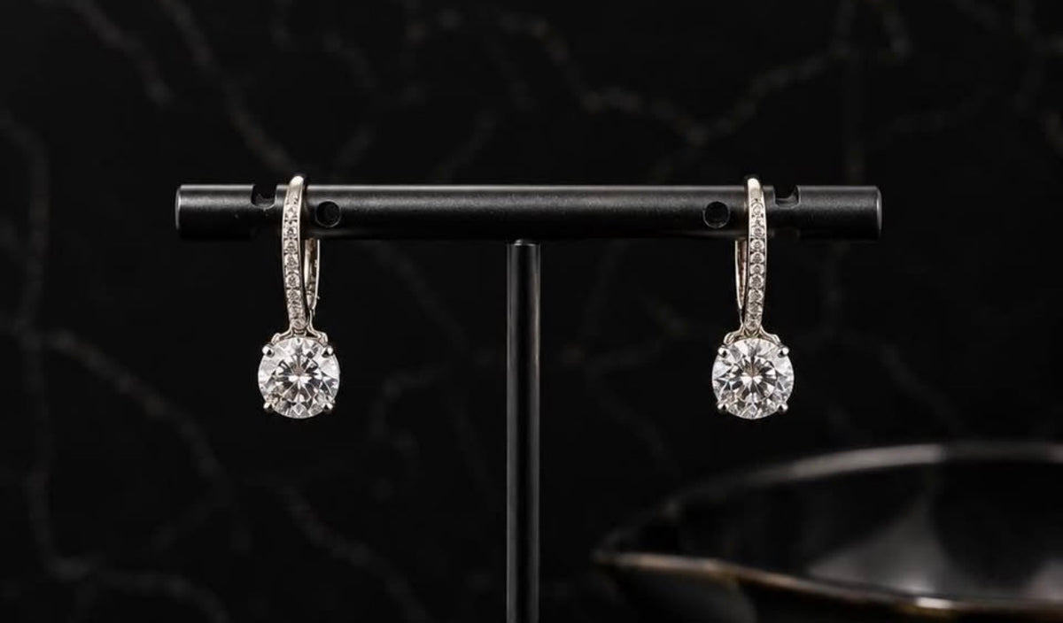PHNX 4 CTW lab-grown diamond platinum drop earrings front hanging view