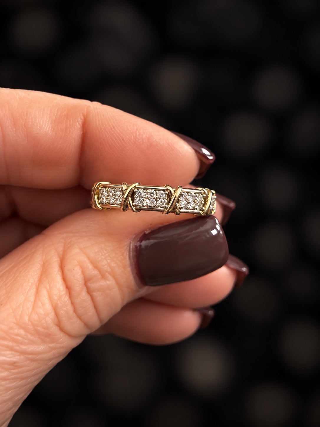 PHNX Lab-Grown Diamond X-Link Eternity Band Ring in 18K Gold, 5mm, Size 7 — Front Detail