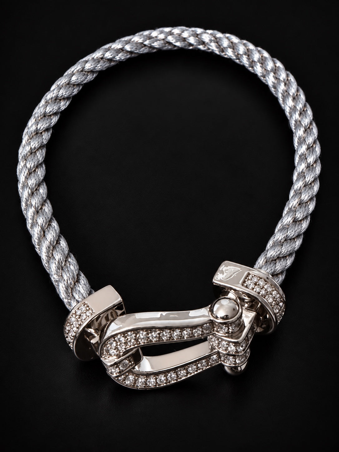 PHNX silver horseshoe bracelet full view, 7.5 inches